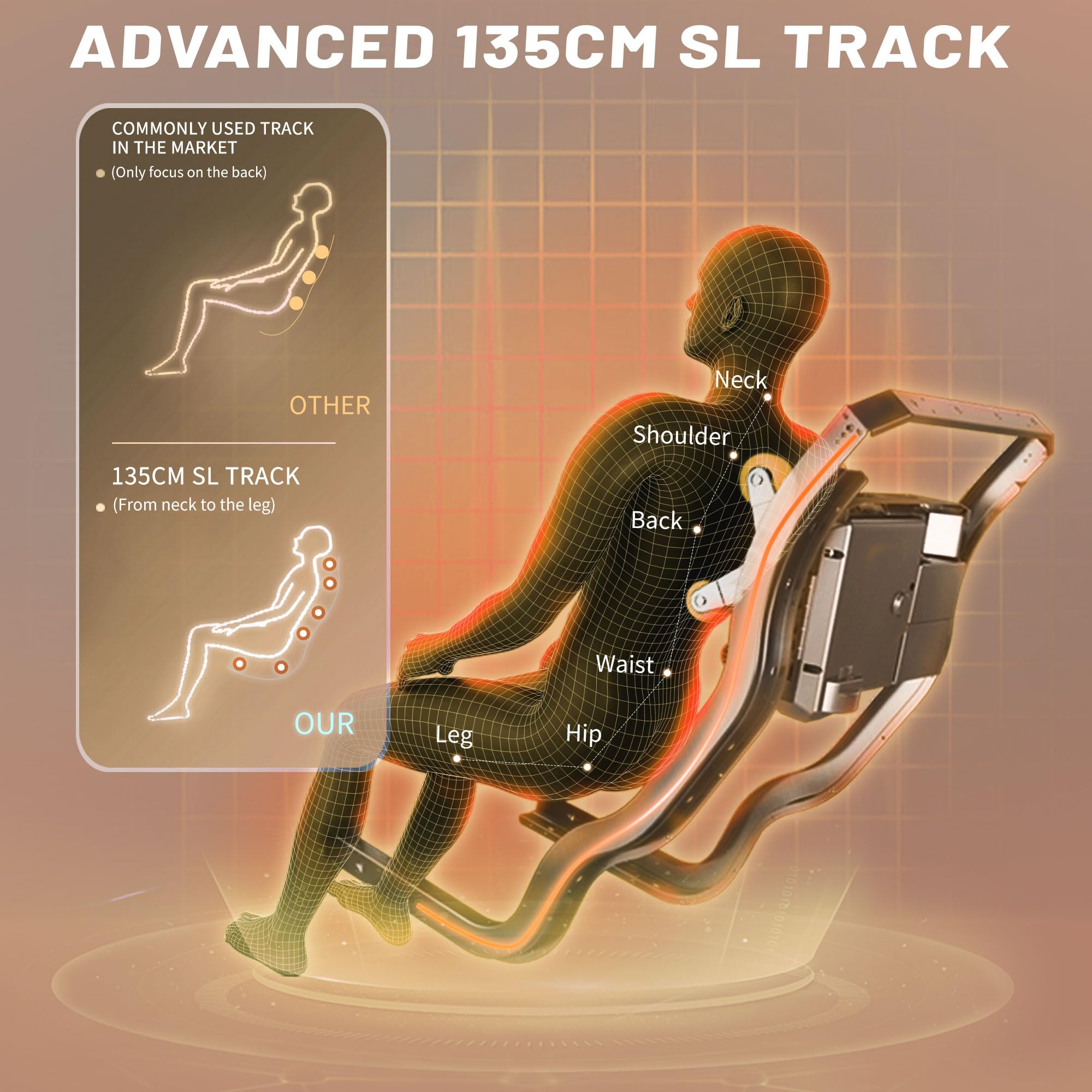 HealthRelife Full Body Massage Chair Intelligent Massage Chair Zero Gravity 3D Massage Hands with SL Track Relaxing Chair Bluetooth Speaker , Brown