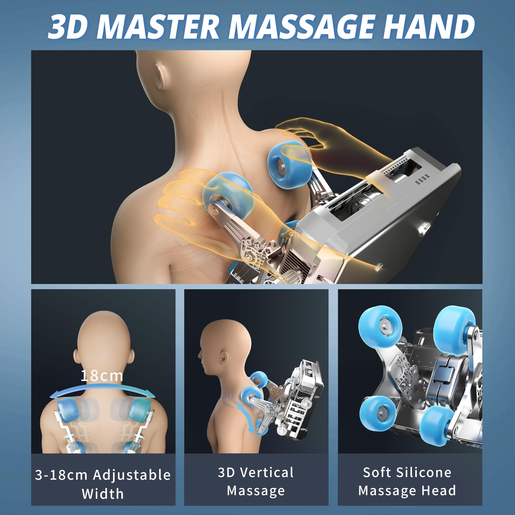 HealthRelife Full Body Massage Chair Intelligent Massage Chair Zero Gravity 3D Massage Hands with SL Track Relaxing Chair Bluetooth Speaker , Brown