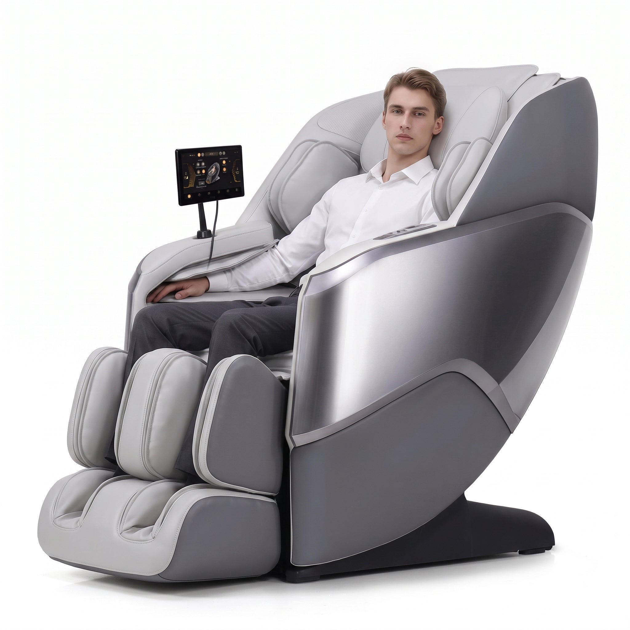 4D Full Body Massage Chair Zero Gravity,Smart Pressure-Sensing, SL-Track from Neck to Feet,18 Auto Modes,4 Massage Techniques, 24 Airbags Full-Body Compression,Lumbar Heat&Foot Roller Scraper(Grey)