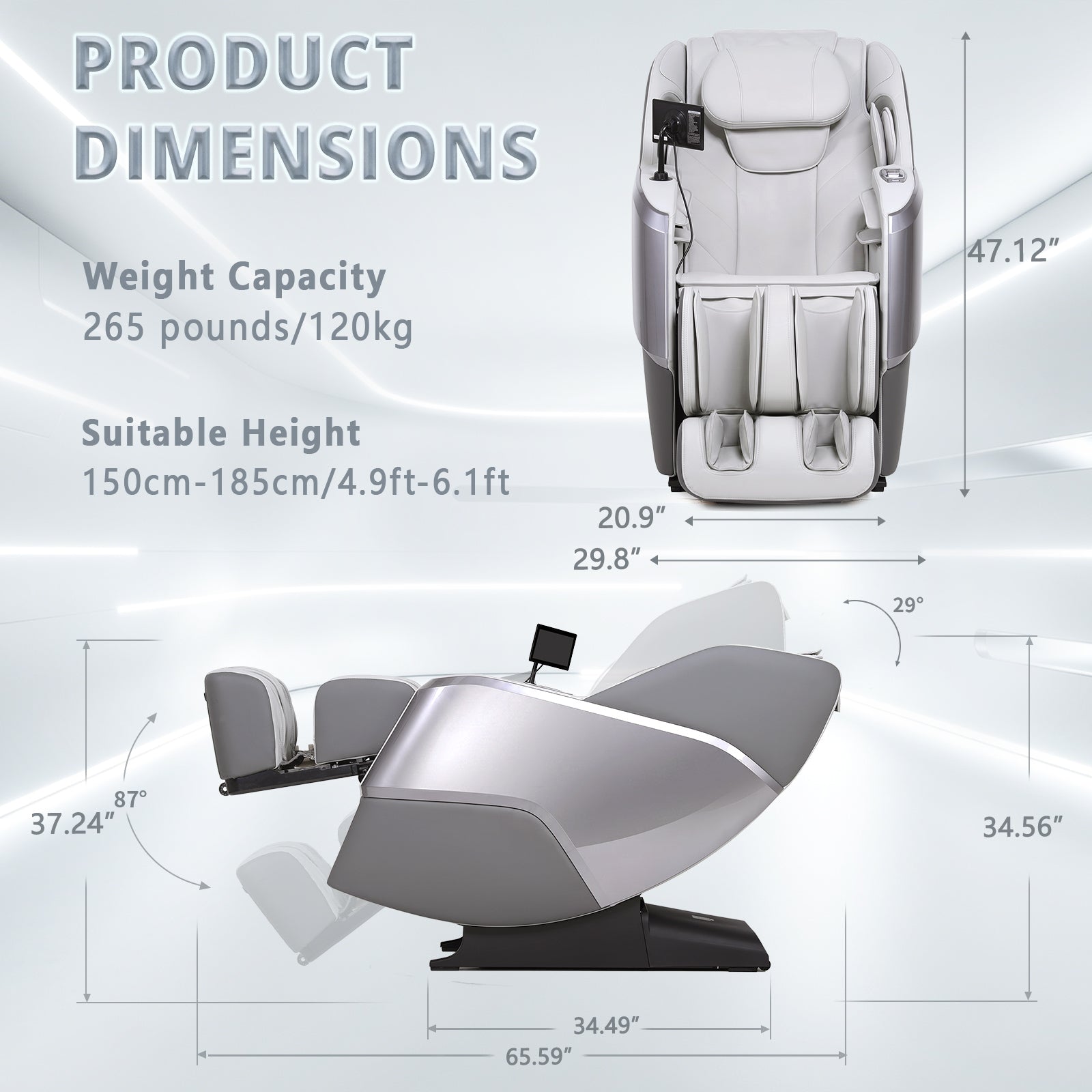 4D Full Body Massage Chair Zero Gravity,Smart Pressure-Sensing, SL-Track from Neck to Feet,18 Auto Modes,4 Massage Techniques, 24 Airbags Full-Body Compression,Lumbar Heat&Foot Roller Scraper(Grey)
