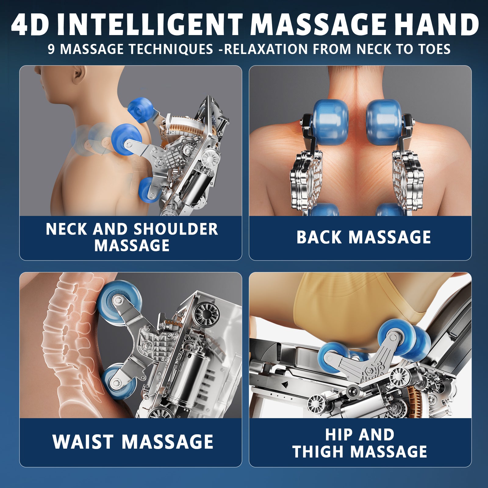 HealthRelife 4D Massage Chair Full Body Zero Gravity Recliner - 55“ SL-Track,15 Auto Modes,11 Massage Technique,40 Airbags Massage,with Yoga Stretch,APP Control,Shiatsu Foot Massage(Black)