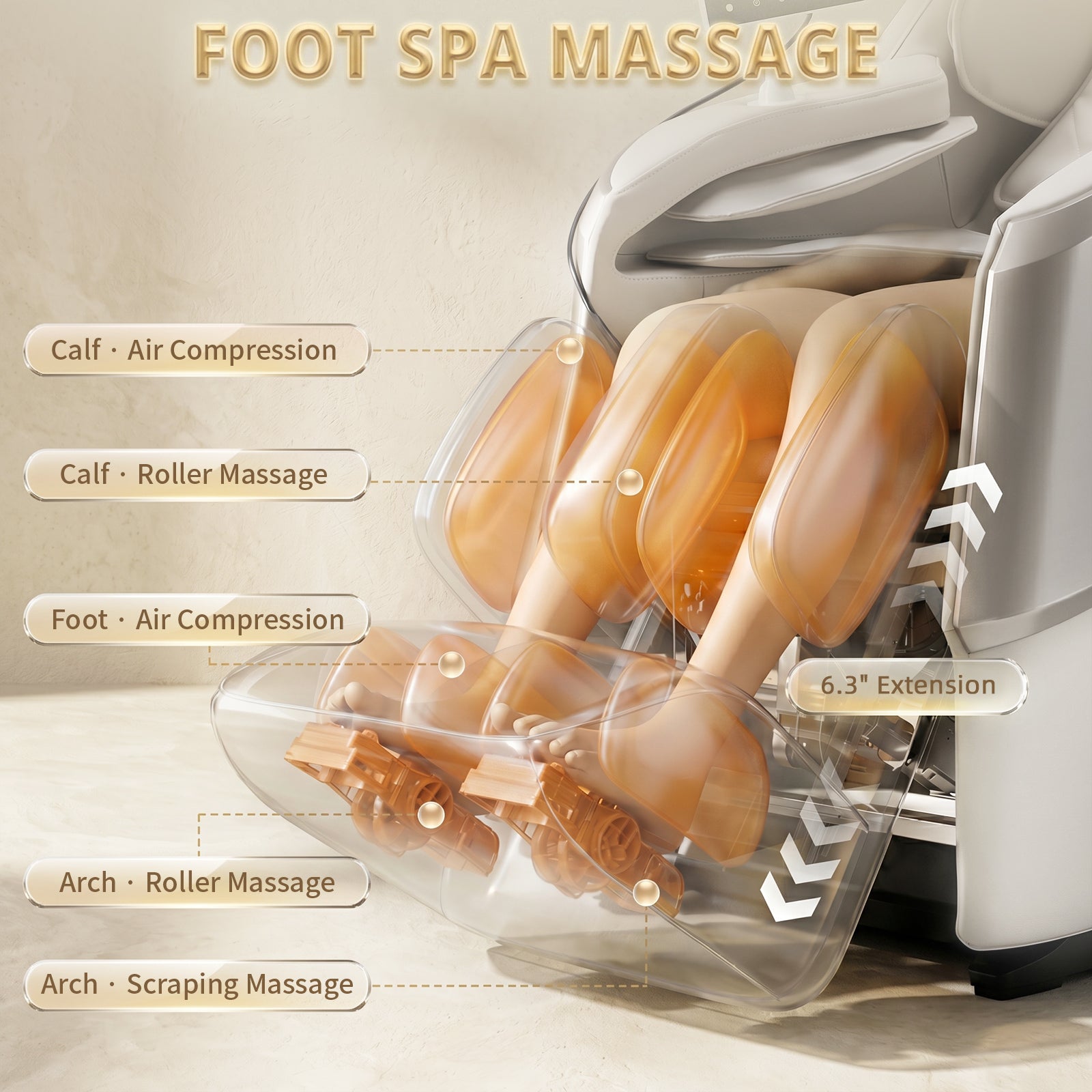 4D Full Body Massage Chair Zero Gravity,Smart Pressure-Sensing, SL-Track from Neck to Feet,18 Auto Modes,4 Massage Techniques,24 Airbags Full-Body Compression,Lumbar Heat&Foot Roller Scraper(Beige)
