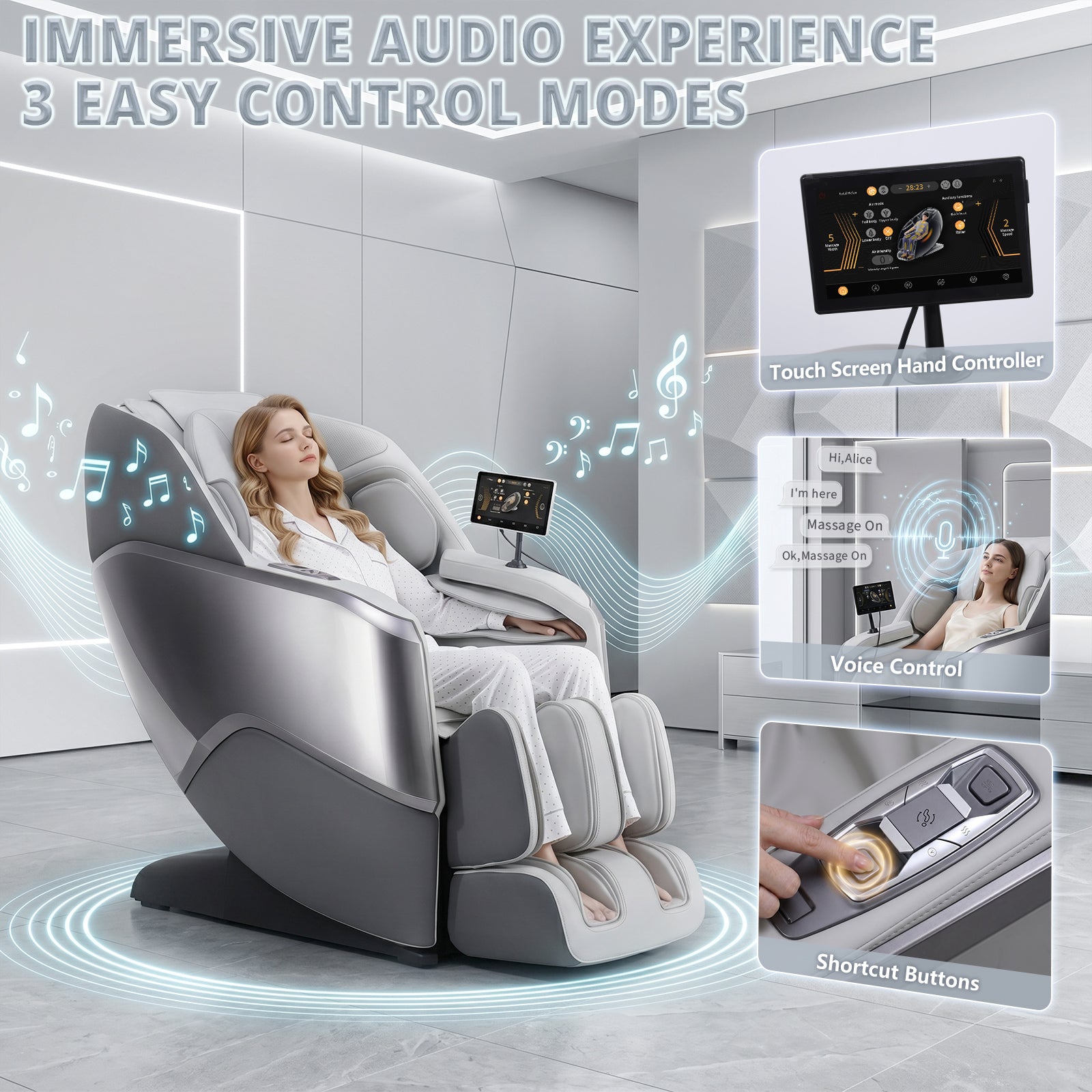 4D Full Body Massage Chair Zero Gravity,Smart Pressure-Sensing, SL-Track from Neck to Feet,18 Auto Modes,4 Massage Techniques, 24 Airbags Full-Body Compression,Lumbar Heat&Foot Roller Scraper(Grey)