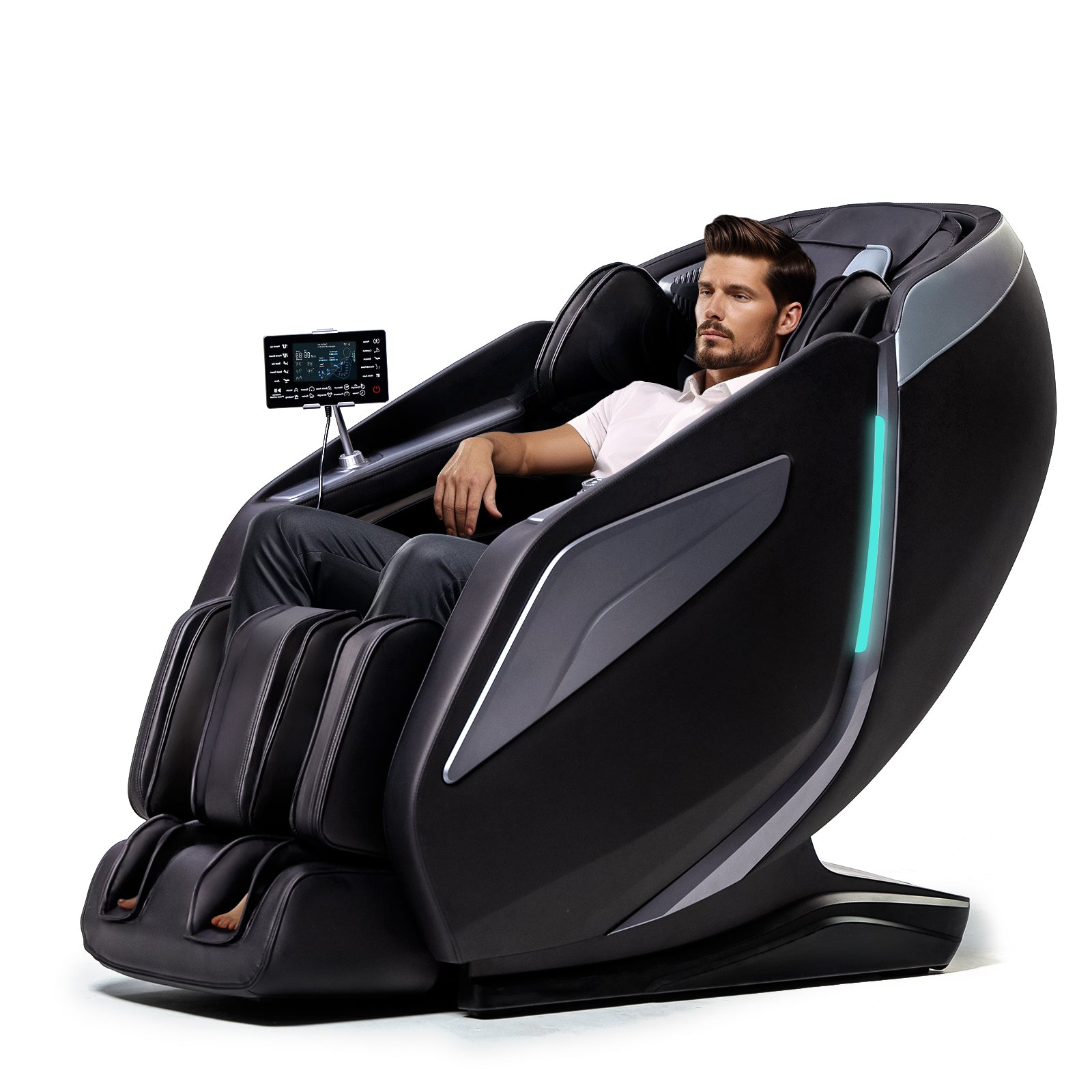 HealthRelife 4D Massage Chair Full Body Zero Gravity Recliner - 55“ SL-Track,15 Auto Modes,11 Massage Technique,40 Airbags Massage,with Yoga Stretch,APP Control,Shiatsu Foot Massage(Black)