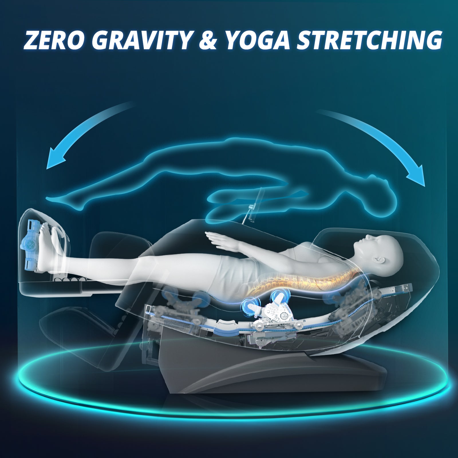 HealthRelife 4D Massage Chair Full Body Zero Gravity Recliner - 55“ SL-Track,15 Auto Modes,11 Massage Technique,40 Airbags Massage,with Yoga Stretch,APP Control,Shiatsu Foot Massage(Blue)